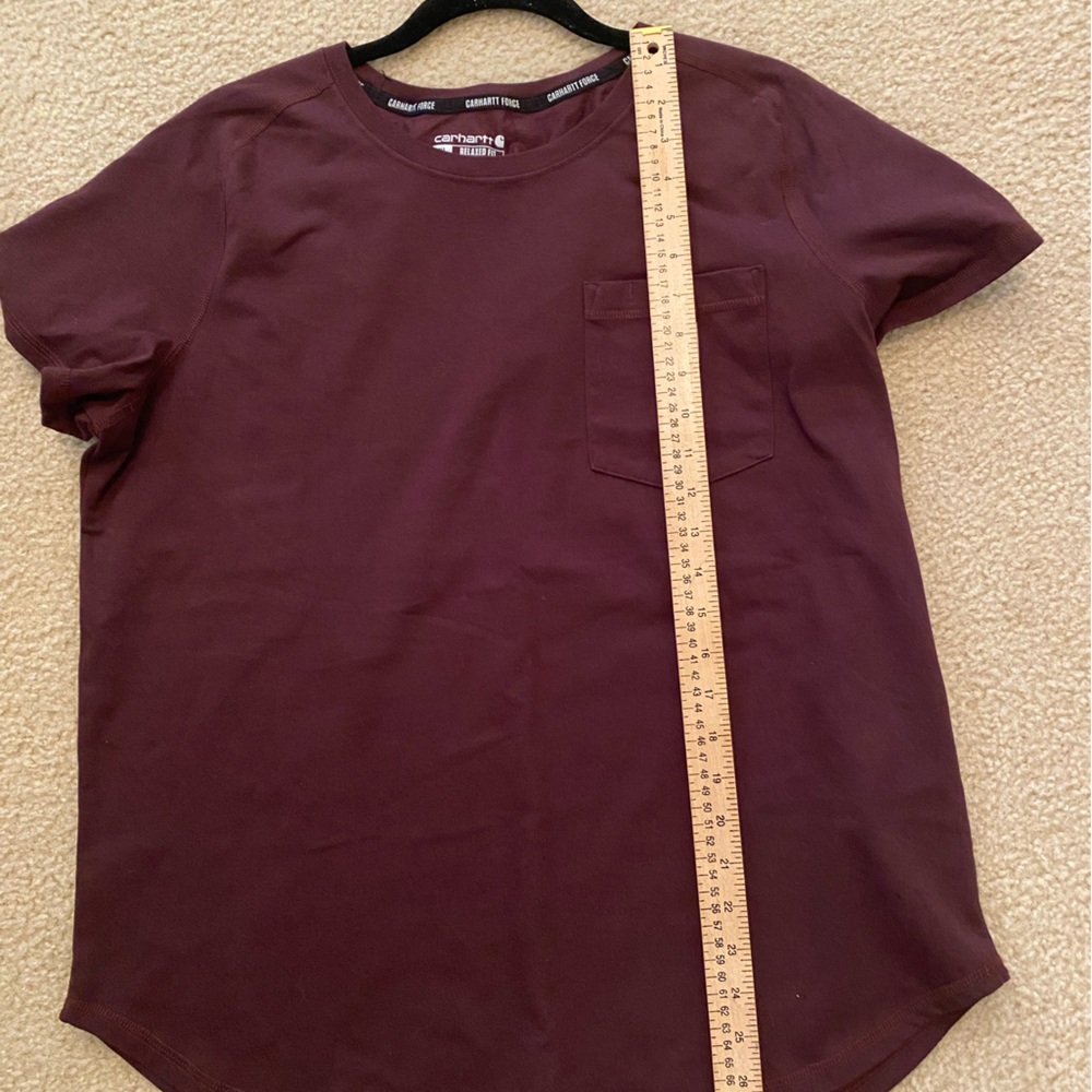 Women’s Carhartt Maroon Pocket T-Shirt - Picture 4 of 7